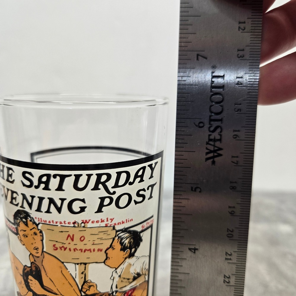 Norman Rockwell Saturday Evening Post Glass Tumbler 1921 Summer Scene - Picture 2 of 7